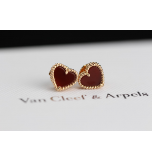 반클리프 카넬리언 하트 귀걸이 로즈골드