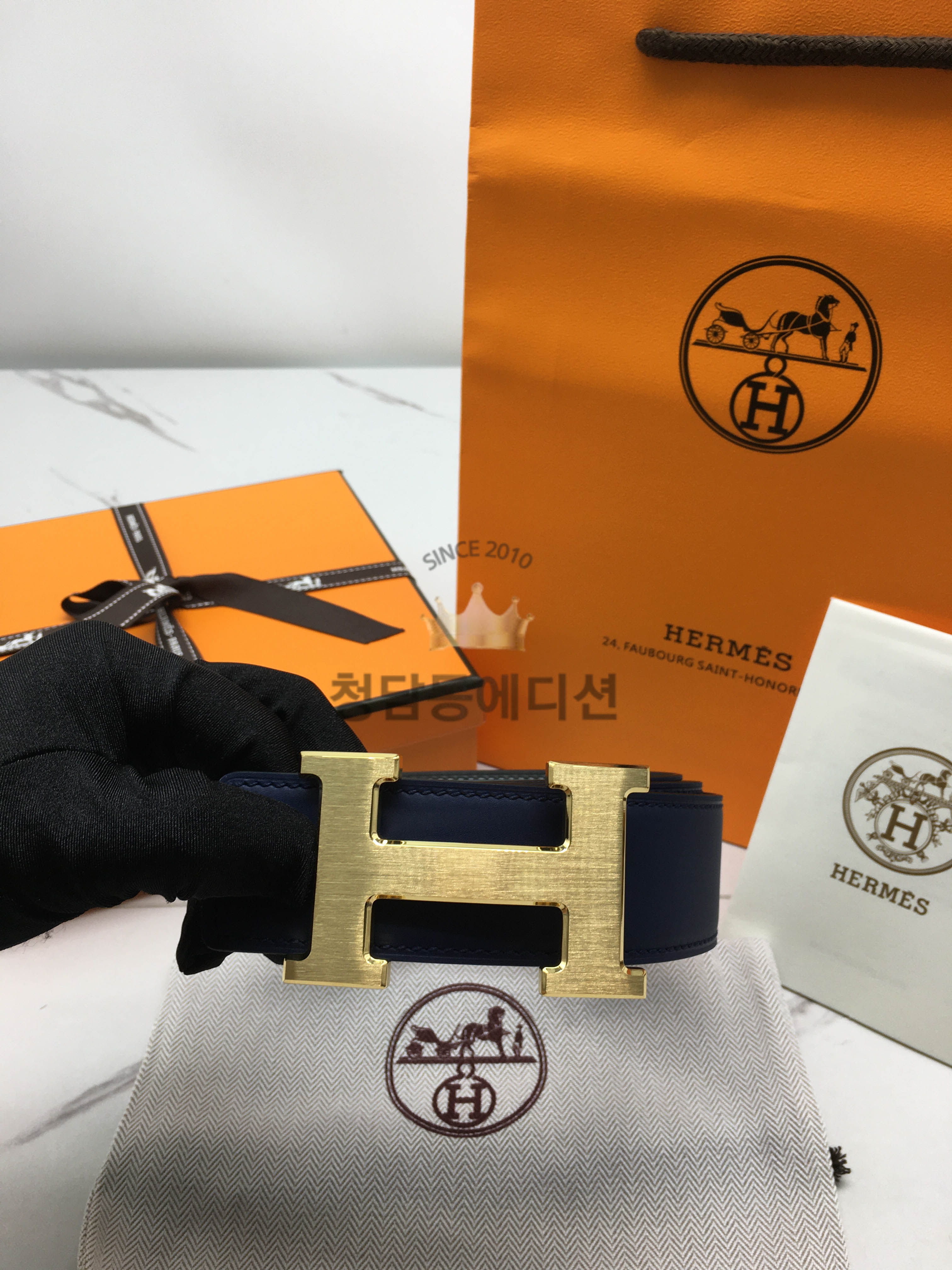 에르메스 벨트 (컬러 네이비) (은장/금장) 