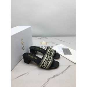 디올 디웨이 슬리퍼 (굽 0.5cm,4.5cm) (컬러 블랙)