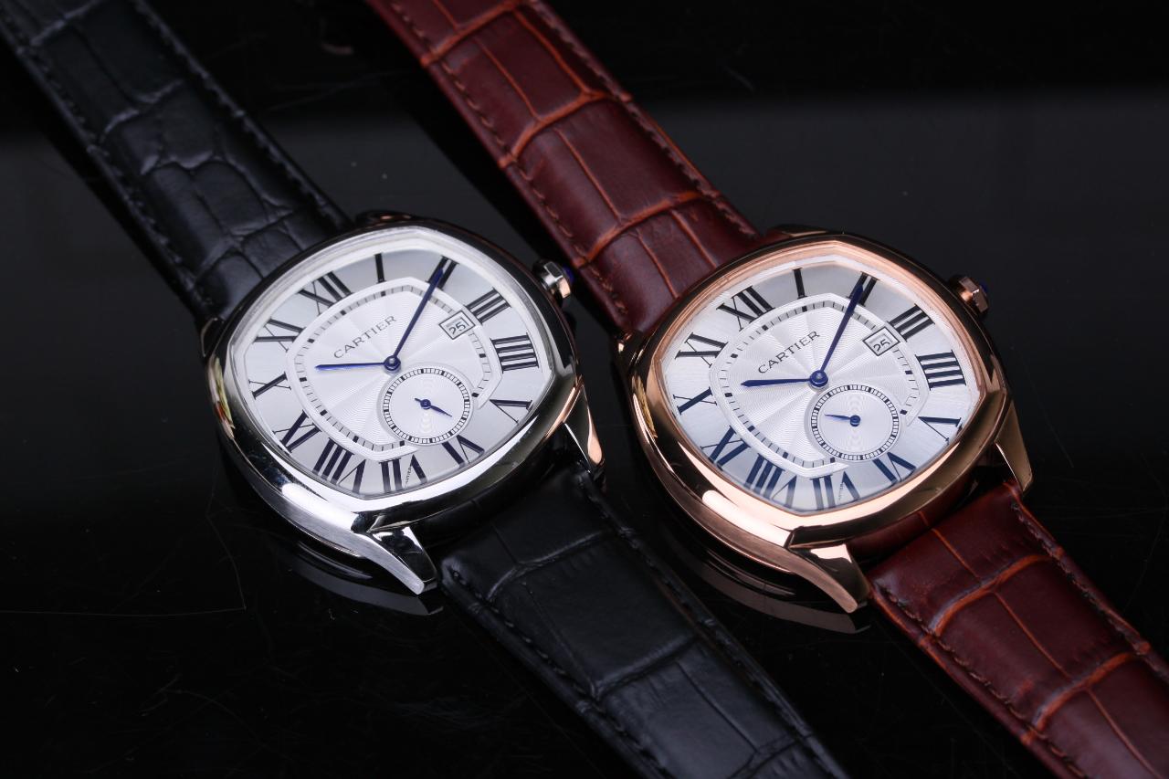 까르띠에 드라이브 드 워치 은장 (컬러 블랙, 버건디)