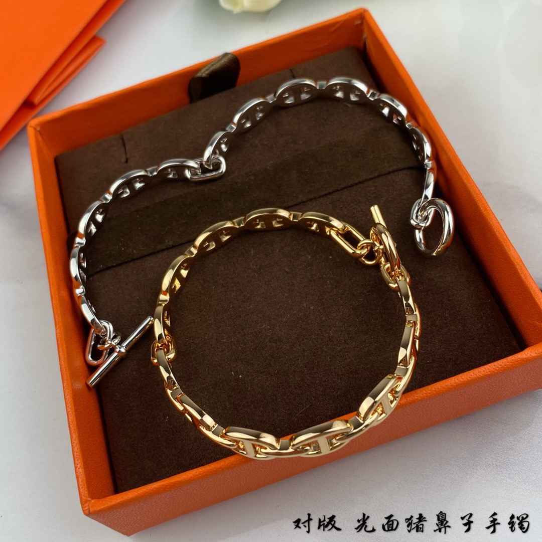 에르메스 돼지코 팔찌 (컬러 옐로우골드, 화이트골드) (V-gold소재)