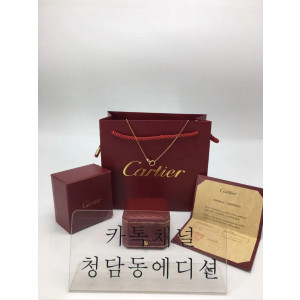 까르띠에 더블 러브링 큐빅 목걸이 (컬러 옐로우골드)