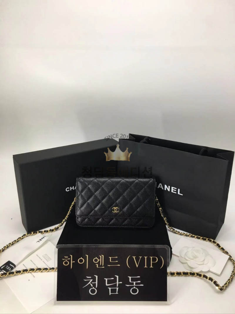 샤넬 클래식 플랩 woc 체인 윌릿 금장 (마그네틱 버클) (하이엔드급)