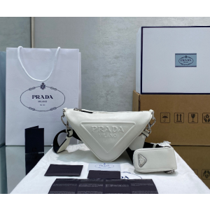 프라다 트라이앵글 레더 3-IN-1 크로스백 화이트/블랙 2COLOR (하이엔드급)