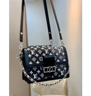 루이비통 블랙 데님 도핀백 미디움 M59361