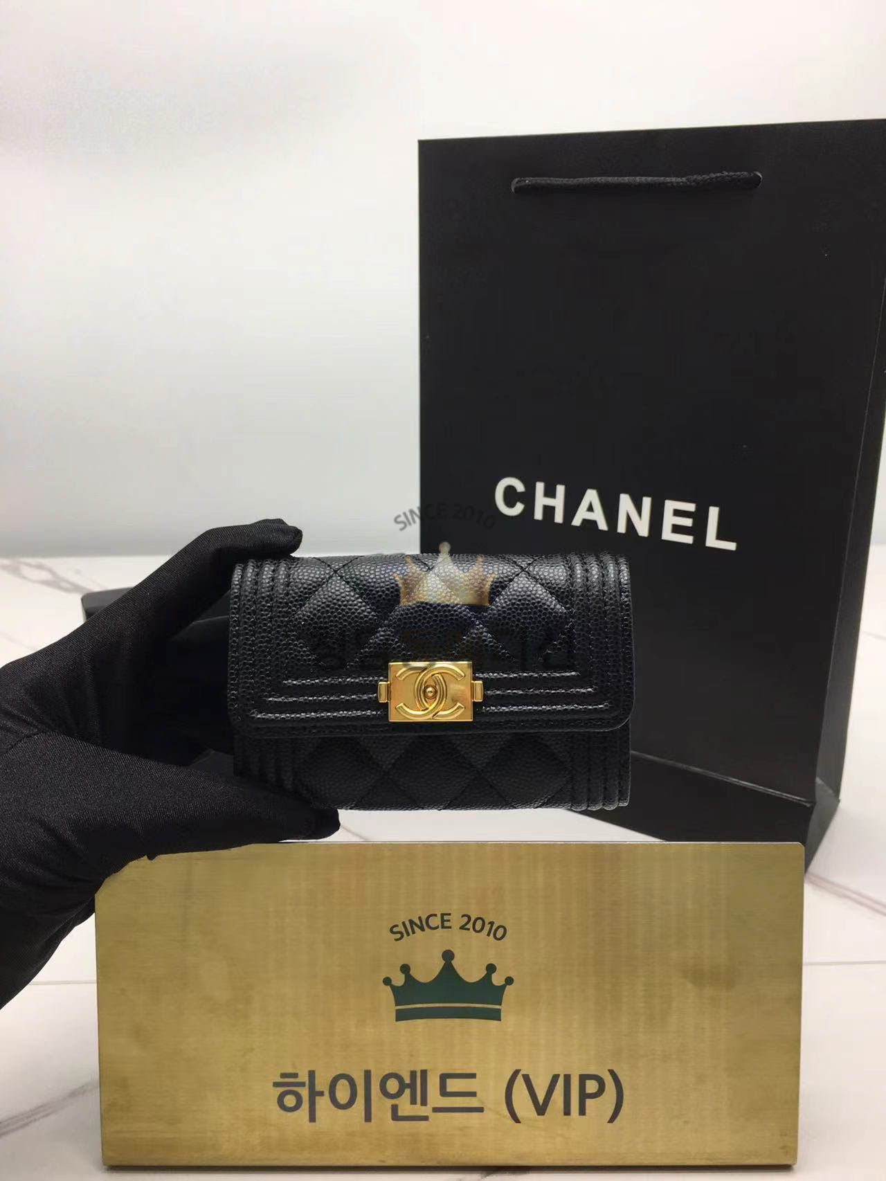 샤넬 보이 카드지갑 (금장) 20시즌