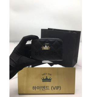 샤넬 클래식 캐비어 지퍼 카드지갑 은장