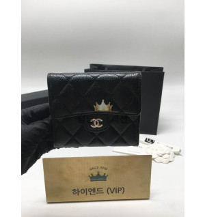 샤넬 클래식 캐비어 플랩 지갑 은장