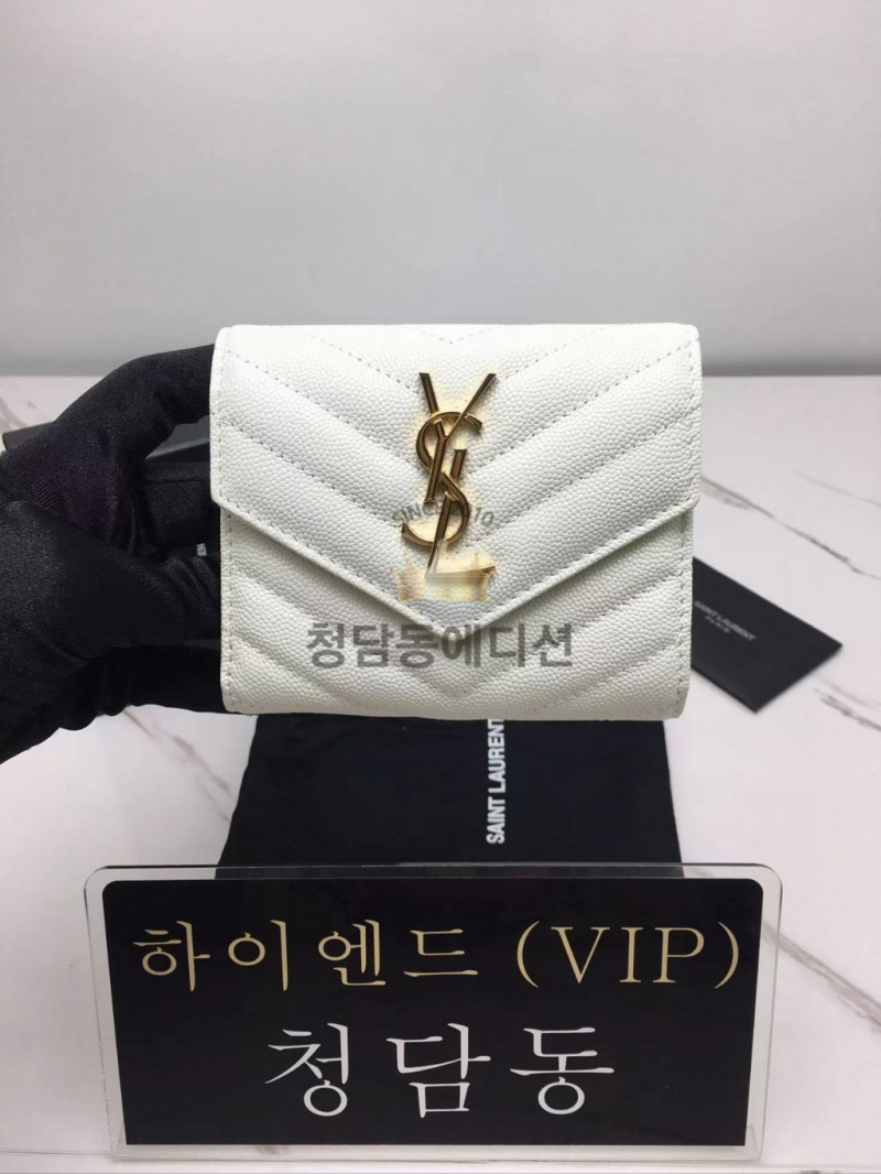 생로랑 모노그램 쉐브론 3단 반지갑 403943