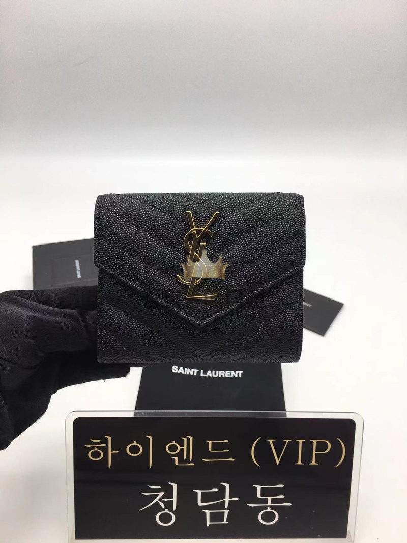 생로랑 모노그램 쉐브론 3단 반지갑 403943