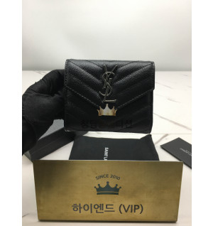 생로랑 모노그램 쉐브론 3단 반지갑 403943