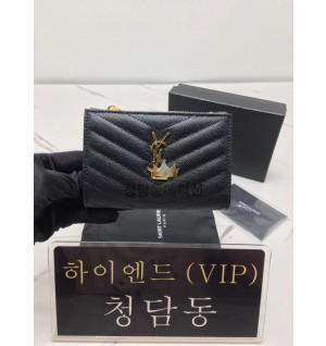 생로랑 모노그램 퀼팅 지퍼 투파트 반지갑 575974