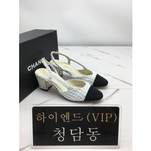 샤넬 트위드 슬링백 플랫/미들