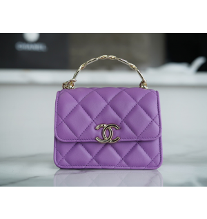 샤넬 22SS 탑핸들 코코 레터링 체인백 램스킨 라이트골드