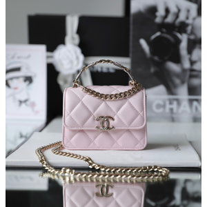 샤넬 22SS 탑핸들 코코 레터링 체인백 램스킨 라이트골드