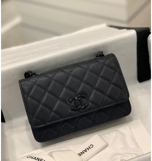 샤넬 클래식 WOC 블랙 코팅 버클 체인 월릿