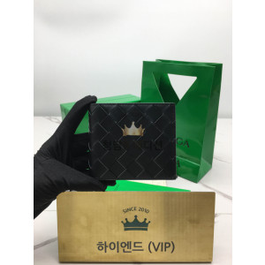 보테가베네타 인트레치아토 폴더형 반지갑 (올 블랙) 605721