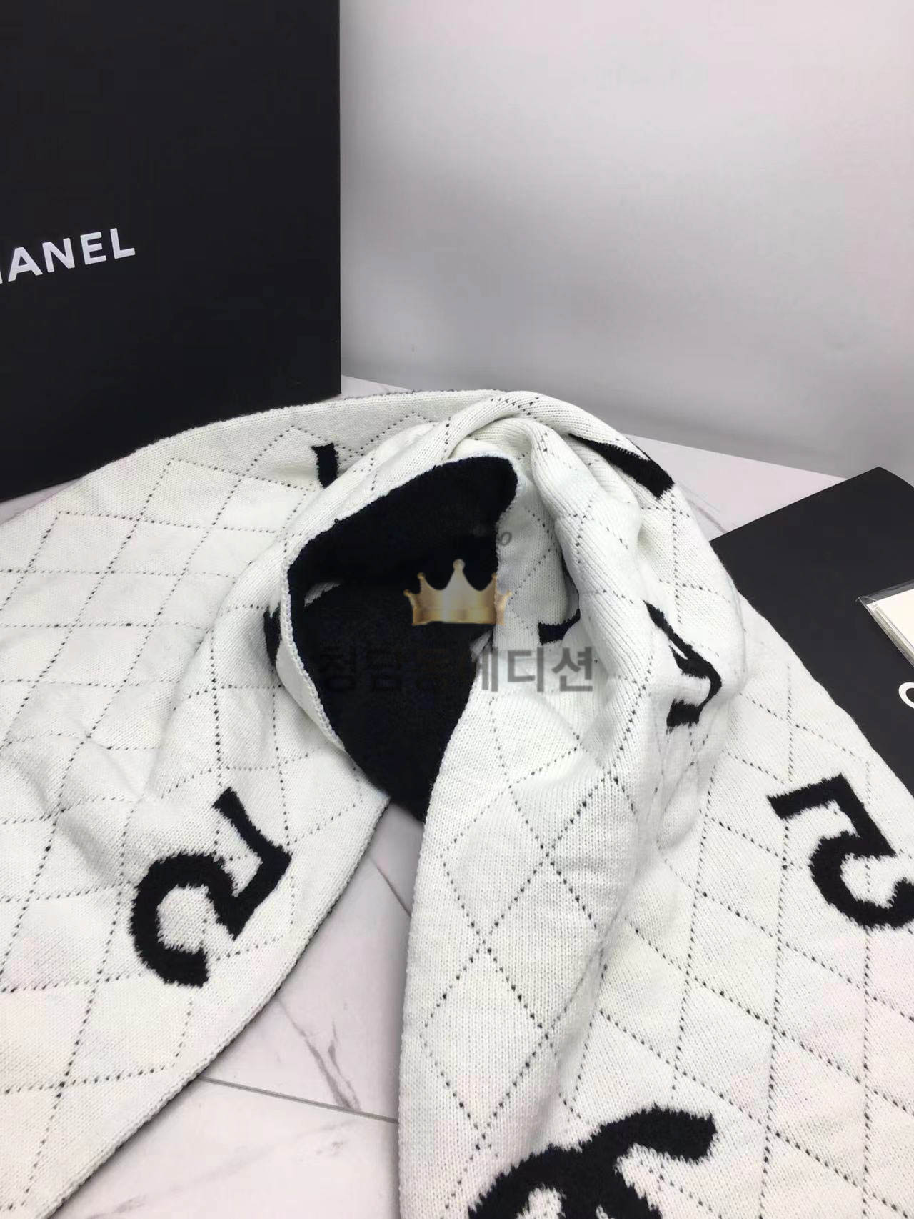 샤넬 울 캐시미어 실크 머플러