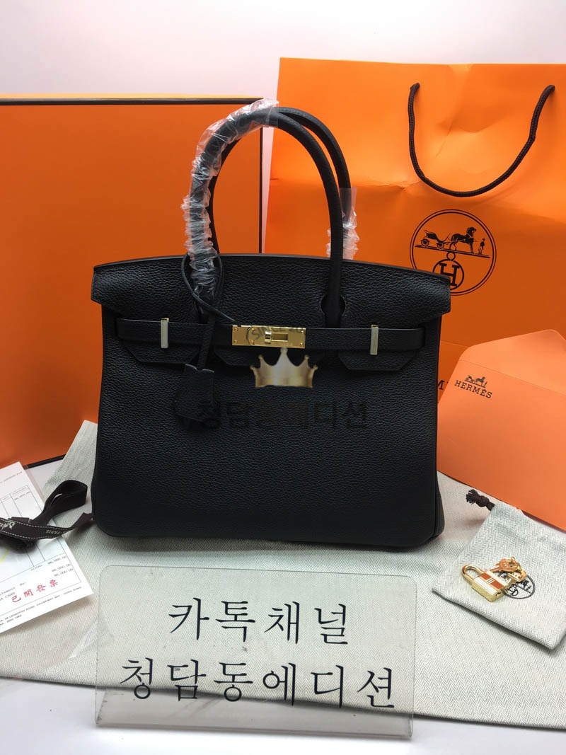 에르메스 버킨 반수공 (컬러 누아 금장)