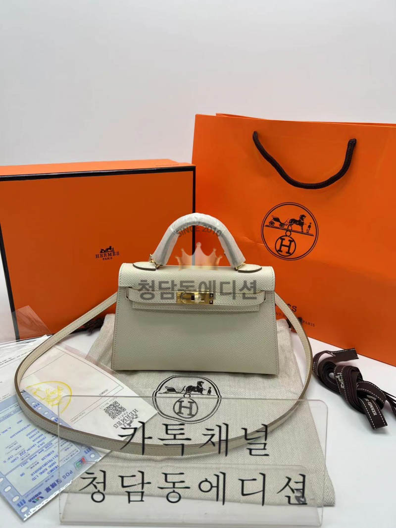 에르메스 미니 켈리 반수공 (가죽 앱송)
