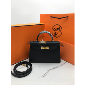 에르메스 미니 켈리 반수공 (가죽 앱송) (컬러 블루뉘) (버클컬러 금장)