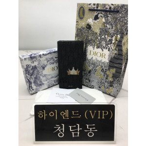 디올 CD 오블리크 로고 패턴 장지갑