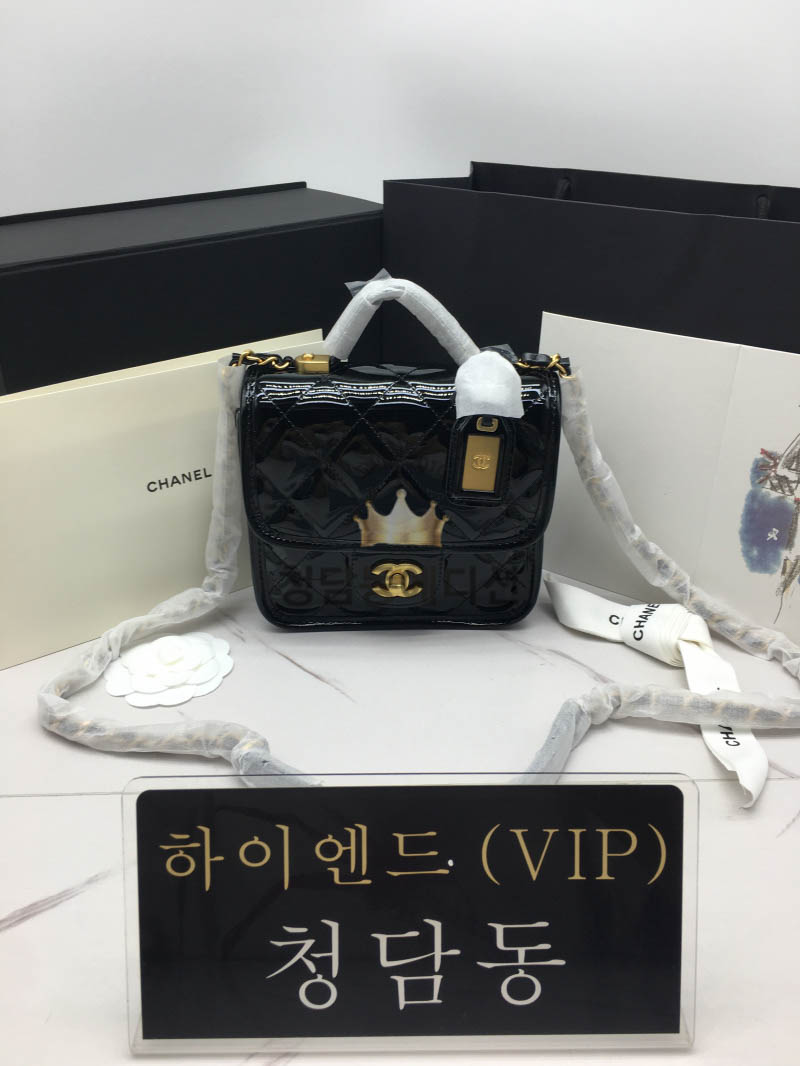 샤넬 22K 스몰 탑핸들 페이던트 플랩백