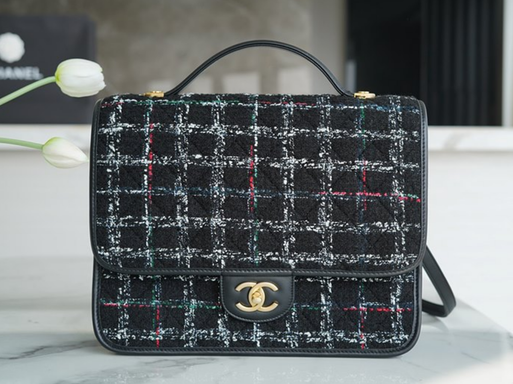 샤넬 22K 트위드 탑핸들 백팩