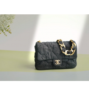 샤넬 22P 데님 빅체인 플랩백