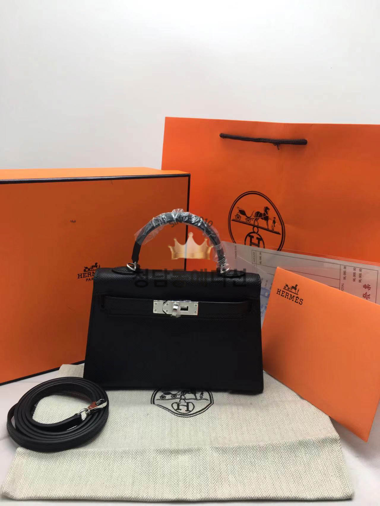 에르메스 미니 켈리 반수공 (가죽 앱송)