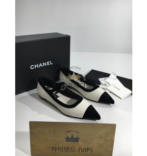 샤넬 투톤 벨벳 메리제인 발레리나 플랫슈즈