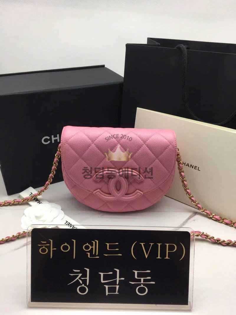 샤넬 23P CC로고 미니 메신저백 (컬러 핑크, 블랙)