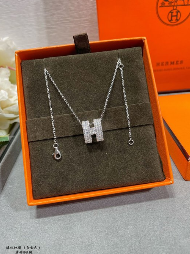 에르메스 미니 팝아슈 목걸이 (풀큐빅)