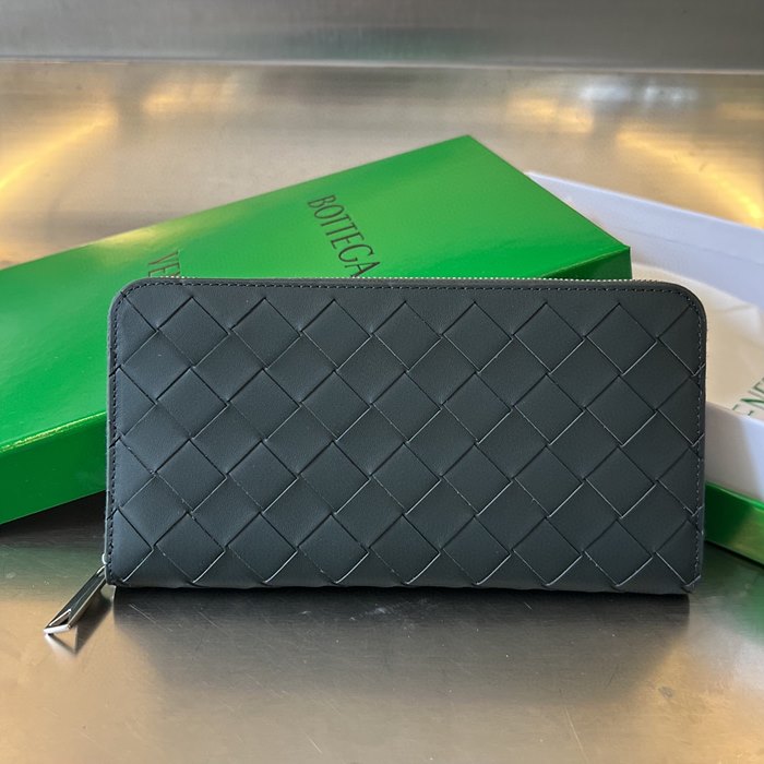 보테가베네타 BV 인트레치아토 지퍼 어라운드 지갑 593217 (내부 라이트 블루)