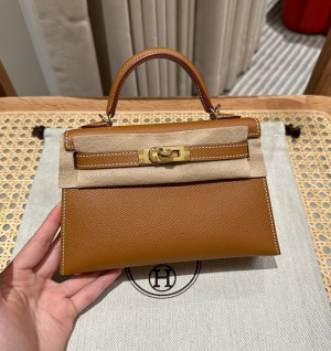 에르메스 미니 켈리2 올수공 (가죽 앱송) (버클컬러 금장)