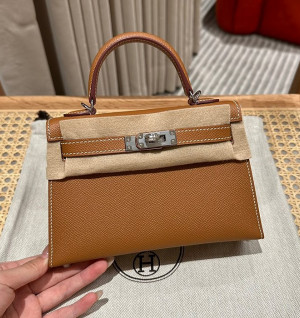 에르메스 미니 켈리2 올수공 (가죽 앱송) (버클컬러 은장)