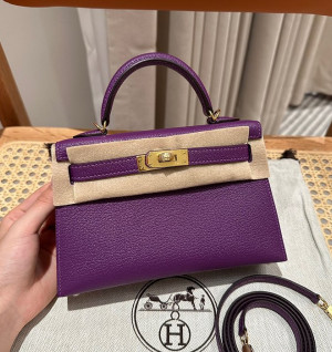 에르메스 미니 켈리2 올수공 (가죽 쉐브레)