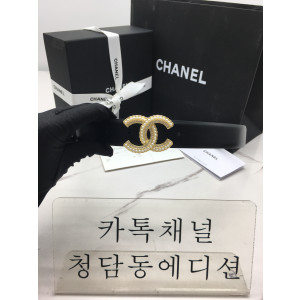 샤넬 다이아몬드 펄 cc 로고 레더 벨트 3cm