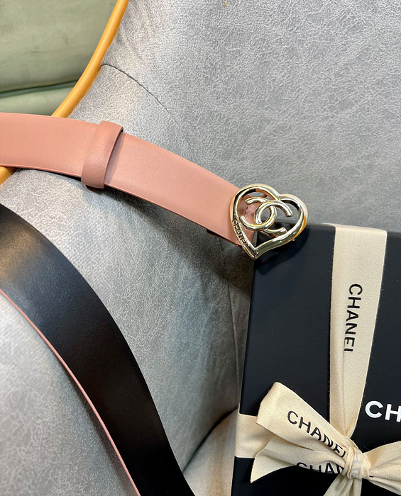 샤넬 하트 cc로고 레더 벨트 3cm