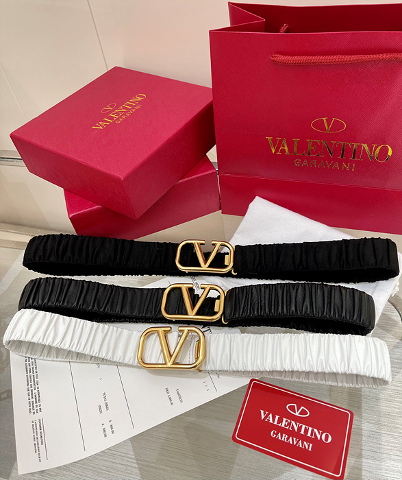 발렌티노 로고 가라바니 주름 벨트 (3COLOR)