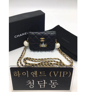 샤넬 체인 미니백 진주볼 클래식 골드볼 체인조절 펄 블랙 AP4010