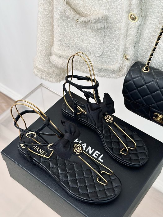 샤넬 플랫보우 까멜리아 샌들