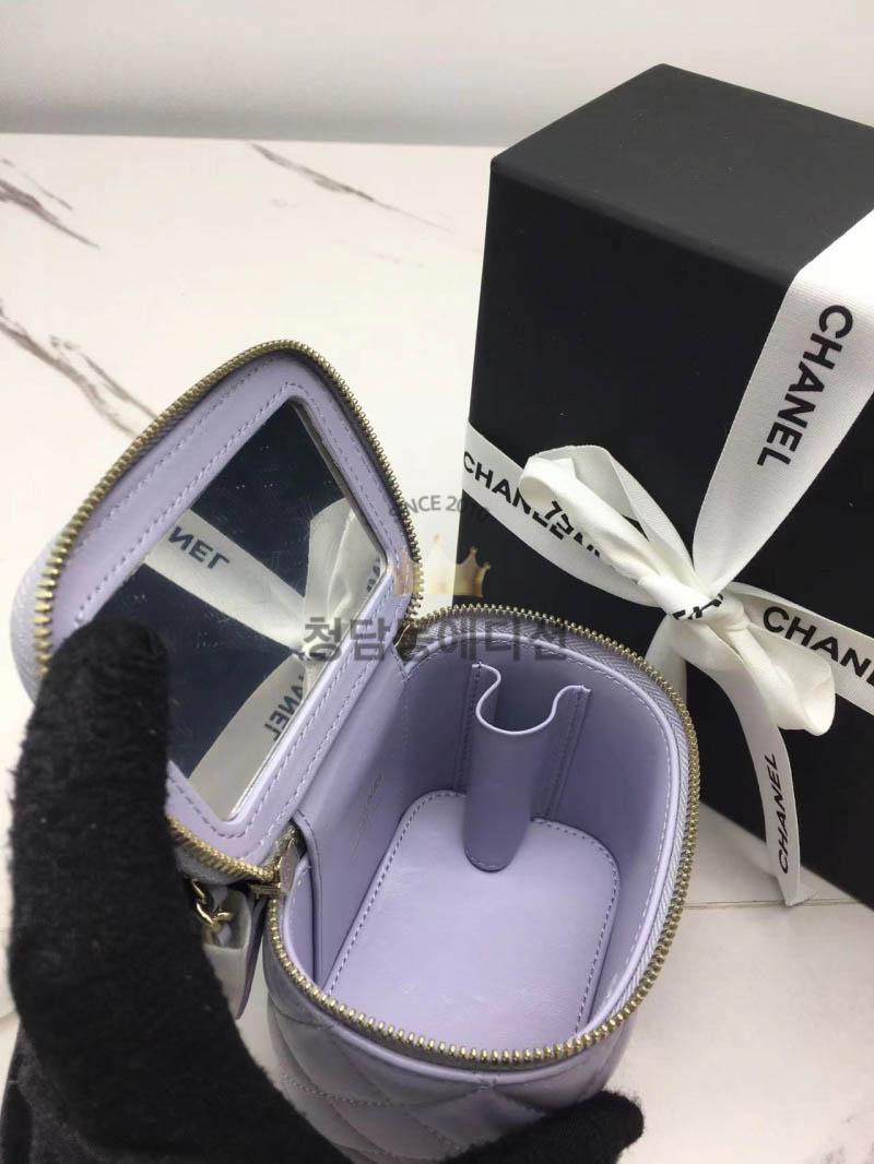 샤넬 탑핸들 클래식 정사각 베니티 퍼플 크로스백