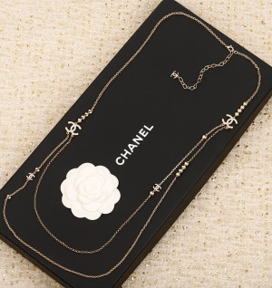 샤넬 cc 다이아 더블 레이어 목걸이 (컬러 옐로우골드)