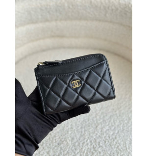 샤넬 클래식 지퍼 카드지갑 AP3179 (램스킨 금장)