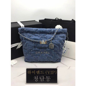 샤넬 24S 22백 스몰 스터드 데님