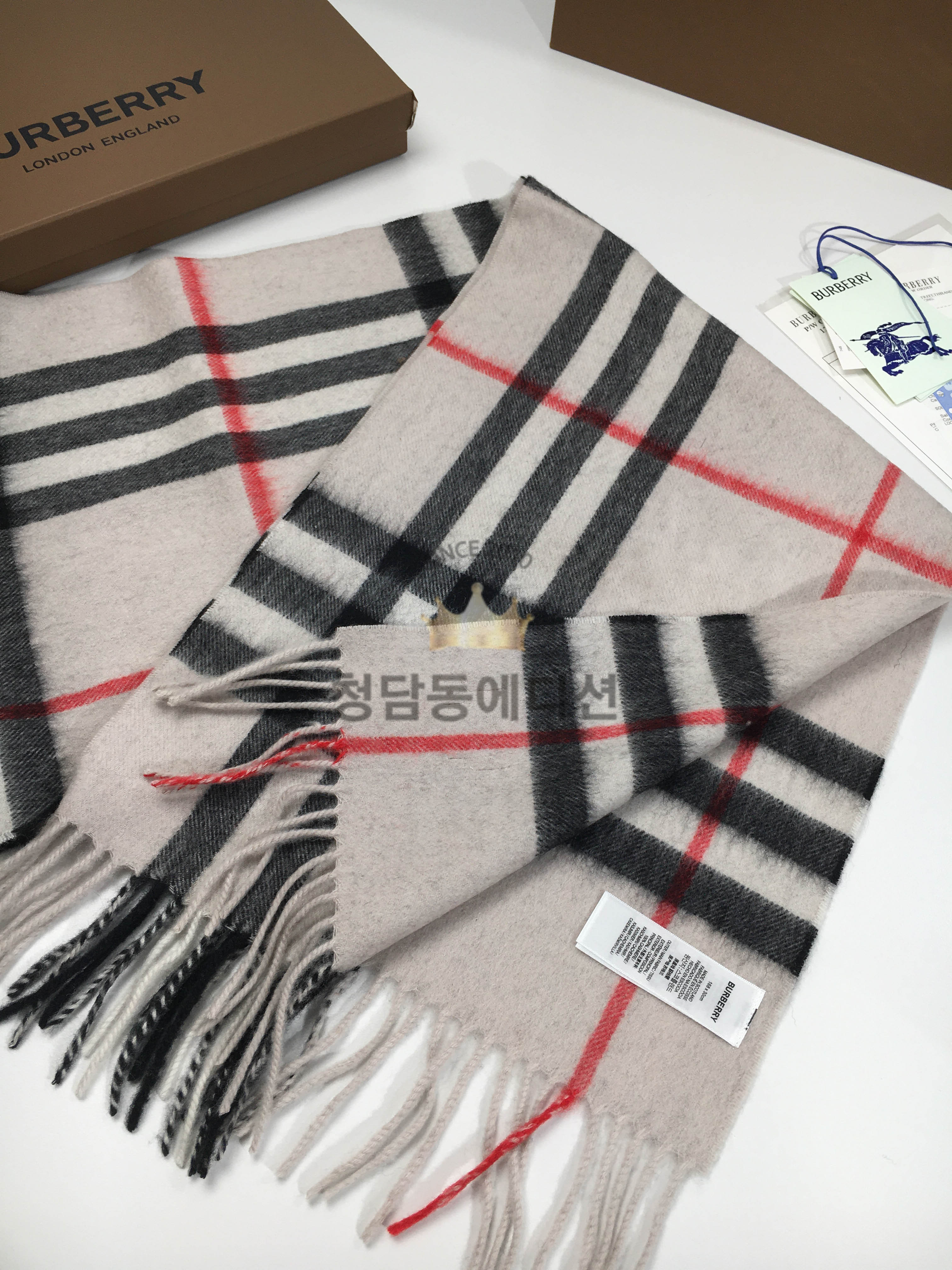 버버리 캐시미어 체크 머플러