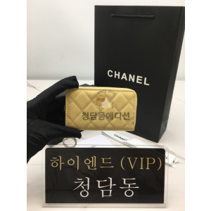 샤넬 클래식 캐비어 CC로고 키링 지퍼 카드지갑