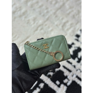 샤넬 클래식 캐비어 CC로고 키링 지퍼 카드지갑