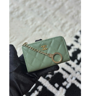 샤넬 클래식 캐비어 CC로고 키링 지퍼 카드지갑